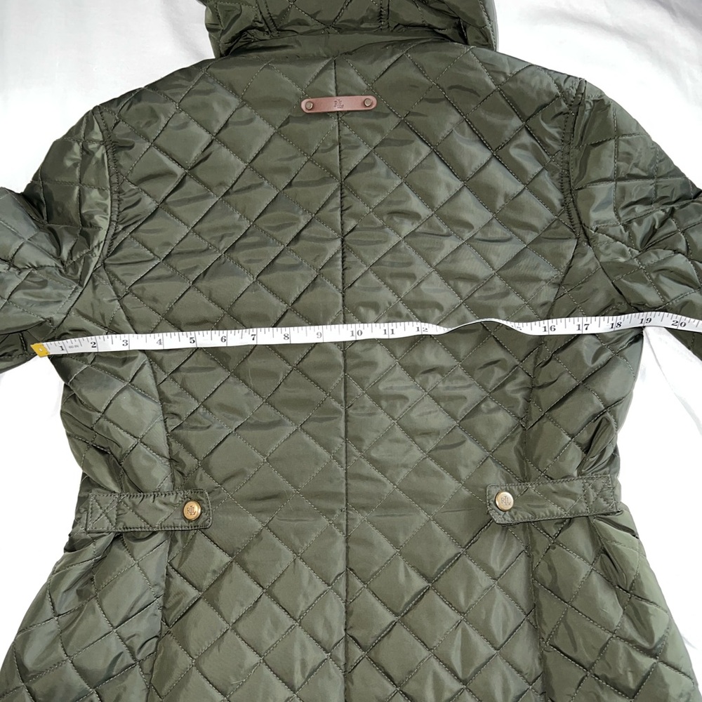 💚 LAUREN RALPH LAUREN Green Hooded Quilted Coat; Size XS - Picture 14 of 15